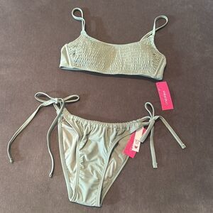 Women’s Junior’s Xhilaration Sage Green Bikini Swimsuit 2 Piece Size XL (12-14)